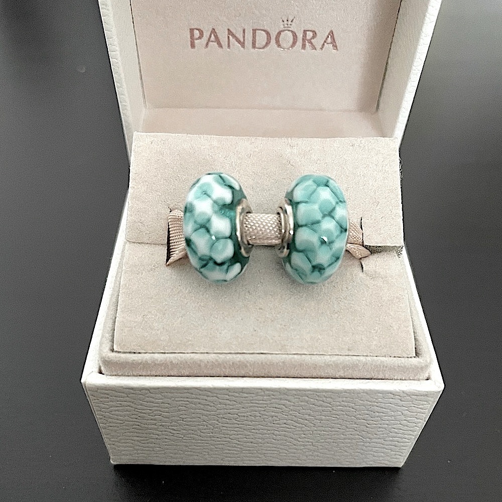 Pandora blue/green murano charms